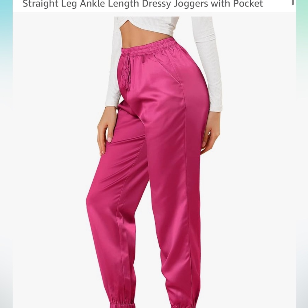 Pink Satin Joggers